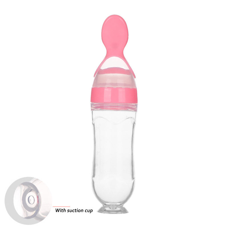 Safe Newborn Baby Feeding Bottle Toddler Silicone Squeeze Feeding Spoon Milk Bottle Baby Training Feeder Food Supplement - Nyaabs