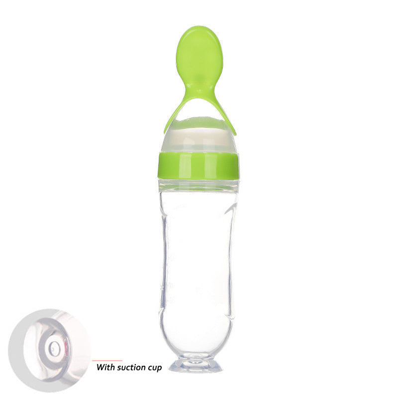 Safe Newborn Baby Feeding Bottle Toddler Silicone Squeeze Feeding Spoon Milk Bottle Baby Training Feeder Food Supplement - Nyaabs