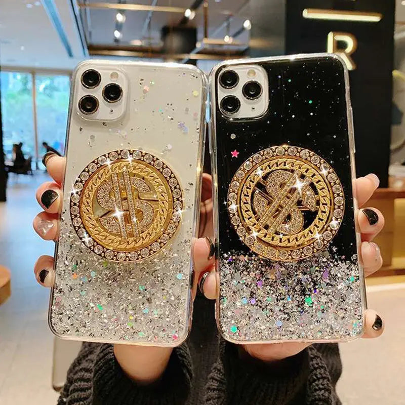 3D Diamond Dollar Turnplate Phone Case Luxury Designer - Nyaabs