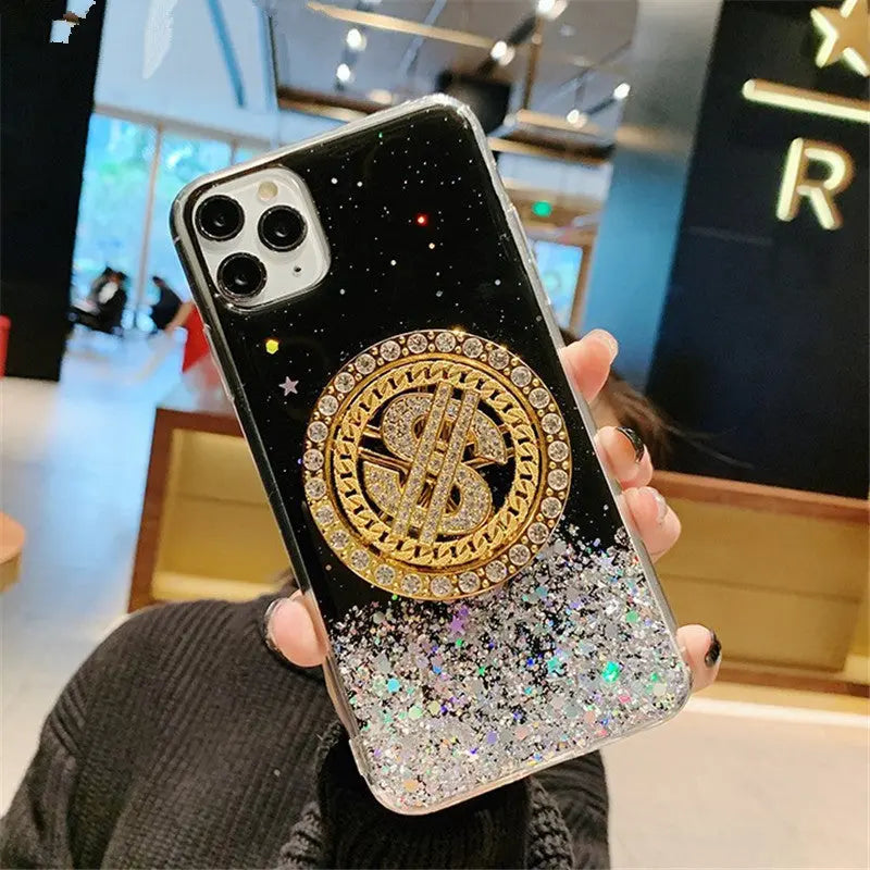 3D Diamond Dollar Turnplate Phone Case Luxury Designer - Nyaabs