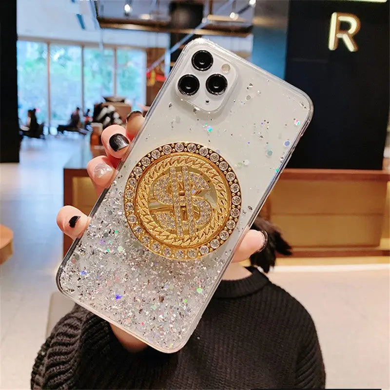 3D Diamond Dollar Turnplate Phone Case Luxury Designer - Nyaabs