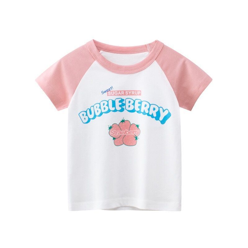 Short-sleeved T-shirt Western Style Cotton Baby Girl Round Neck Top - Nyaabs