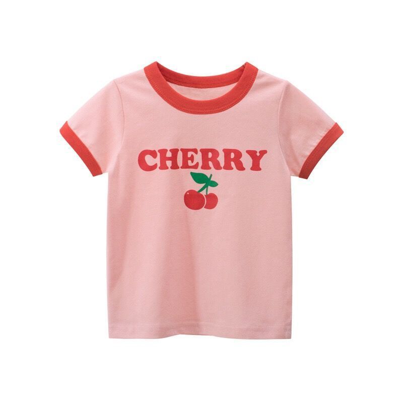 Short-sleeved T-shirt Western Style Cotton Baby Girl Round Neck Top - Nyaabs