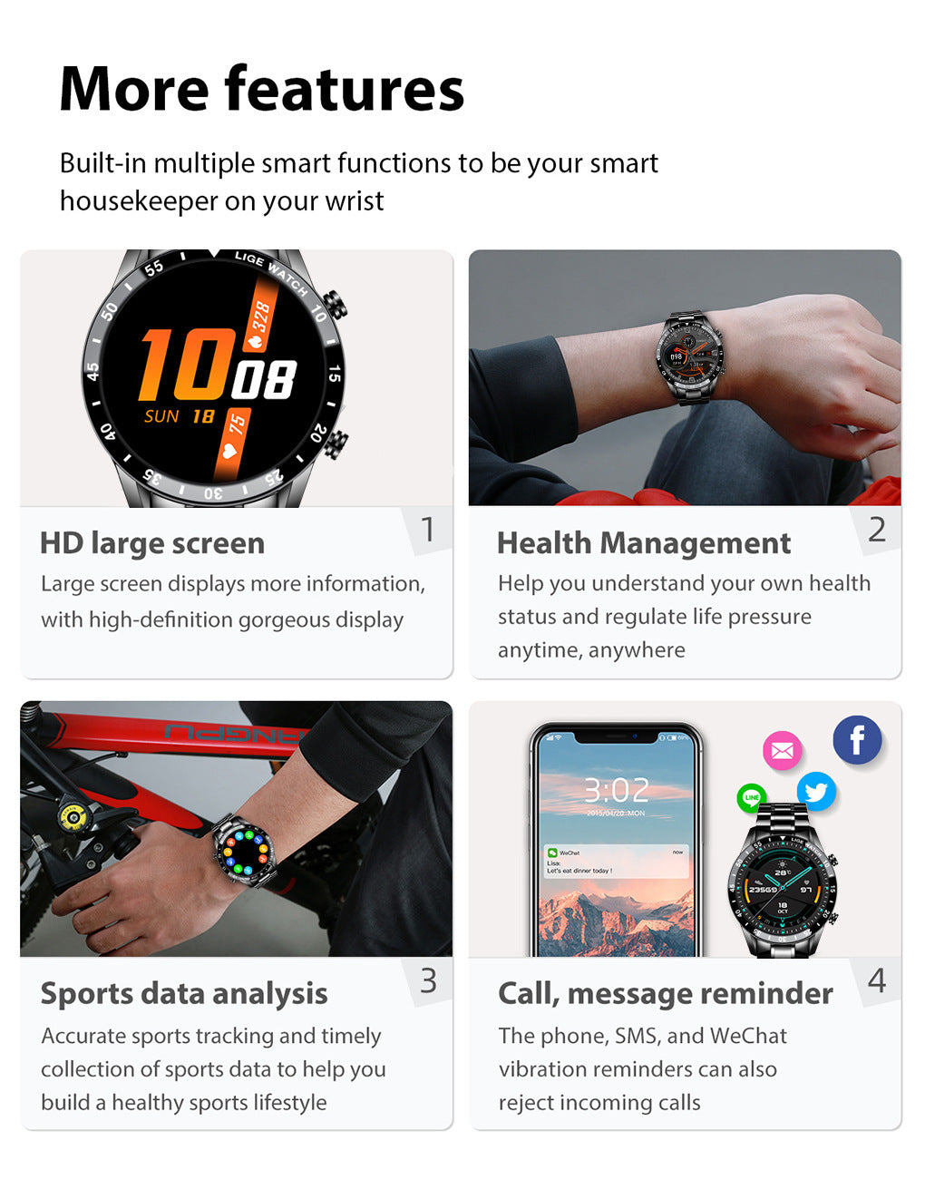 Lige's New Smart Watch Upgrade Smart Wearable Watch - Nyaabs