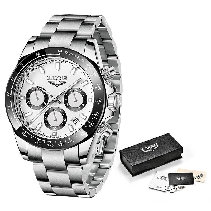 Men's Quartz Watch Multifunction Chronograph Sports Waterproof Watch - Nyaabs