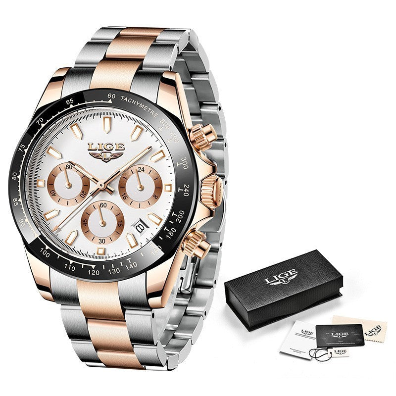 Men's Quartz Watch Multifunction Chronograph Sports Waterproof Watch - Nyaabs