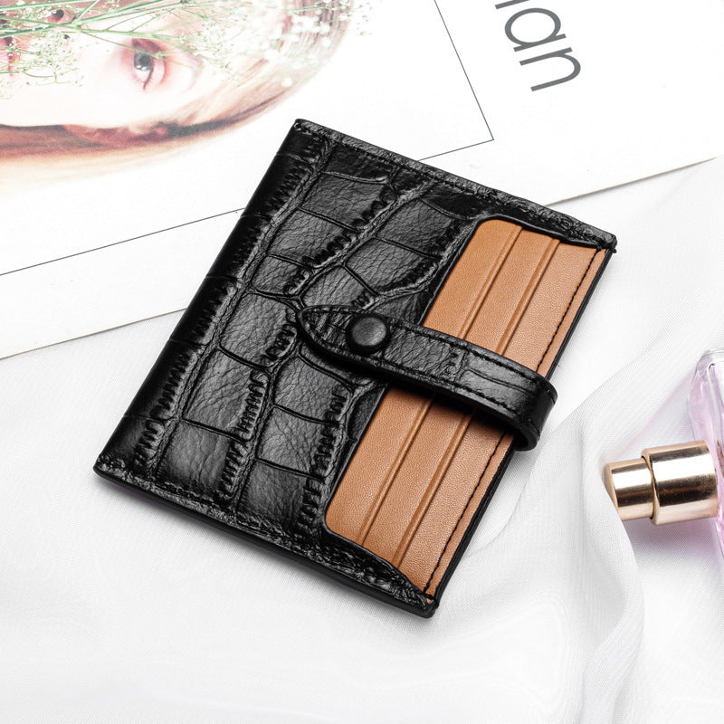 Leather Card Case Female Small Ultra-thin Credit Card Holder Cowhide  Pattern Ins Card Case Wallet - Nyaabs