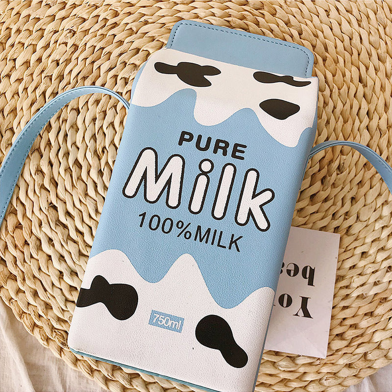 Cute Shape Drink Milk Box Messenger Bag - Nyaabs