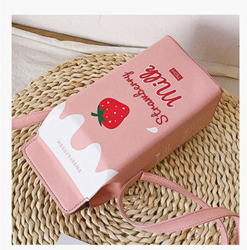 Cute Shape Drink Milk Box Messenger Bag - Nyaabs