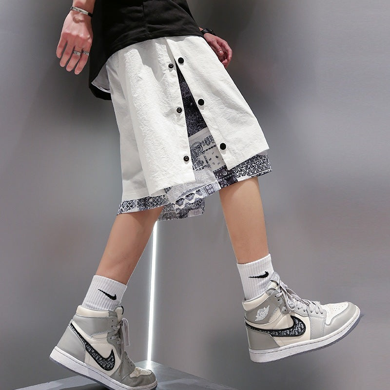 Wear Basketball Fake Two-piece Five-point Pants Outside Sports - Nyaabs