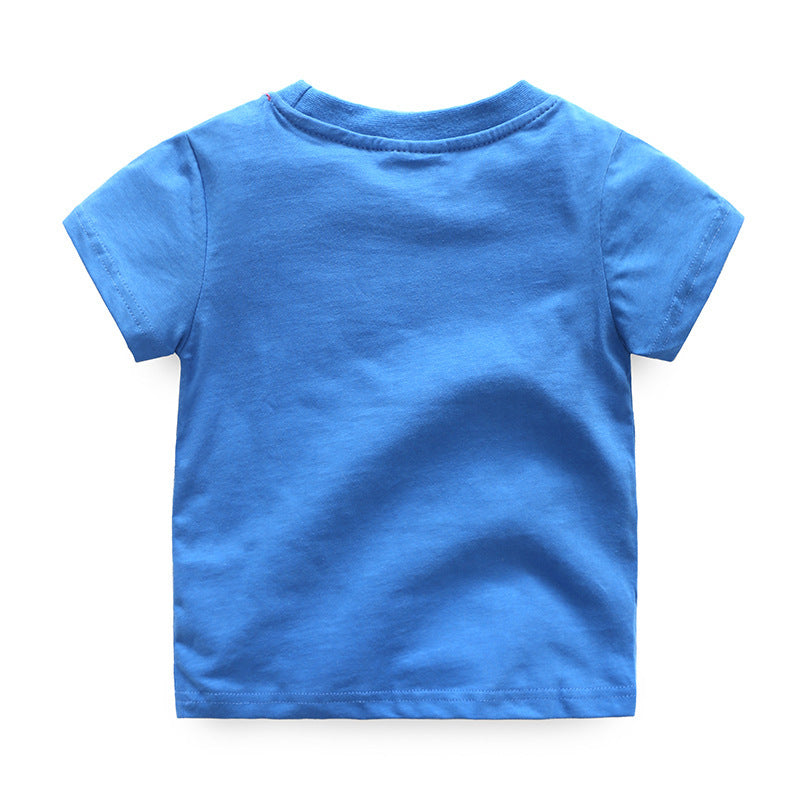 Children's Summer Short-Sleeved T-Shirt New Shark Half-Sleeved Top - Nyaabs