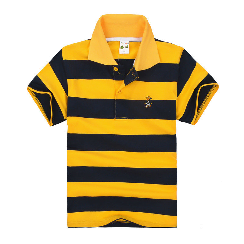 CUHK Children's T-shirt Cotton Striped Lapel Polo Shirt - Nyaabs