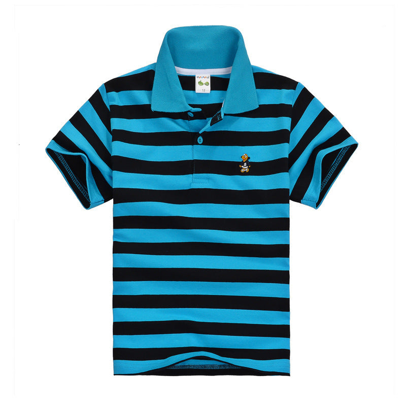 CUHK Children's T-shirt Cotton Striped Lapel Polo Shirt - Nyaabs