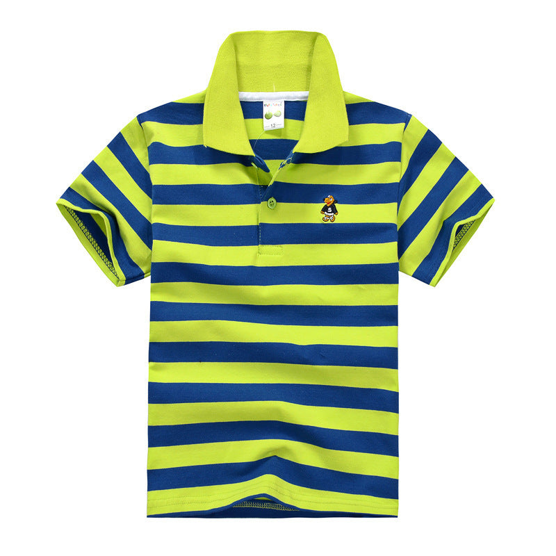 CUHK Children's T-shirt Cotton Striped Lapel Polo Shirt - Nyaabs