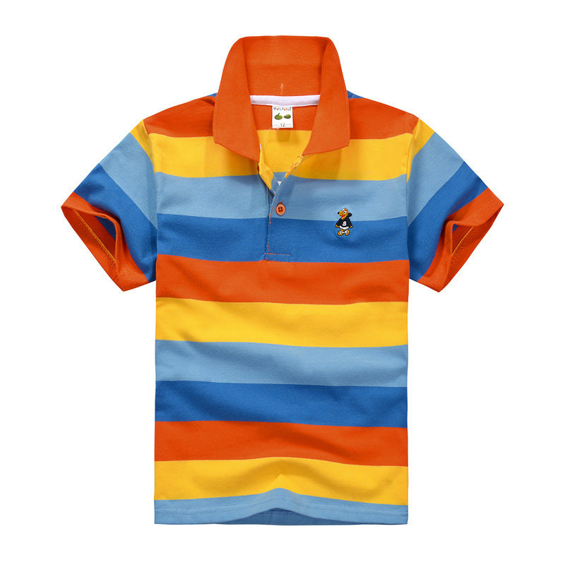 CUHK Children's T-shirt Cotton Striped Lapel Polo Shirt - Nyaabs