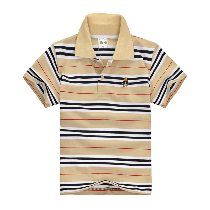 CUHK Children's T-shirt Cotton Striped Lapel Polo Shirt - Nyaabs