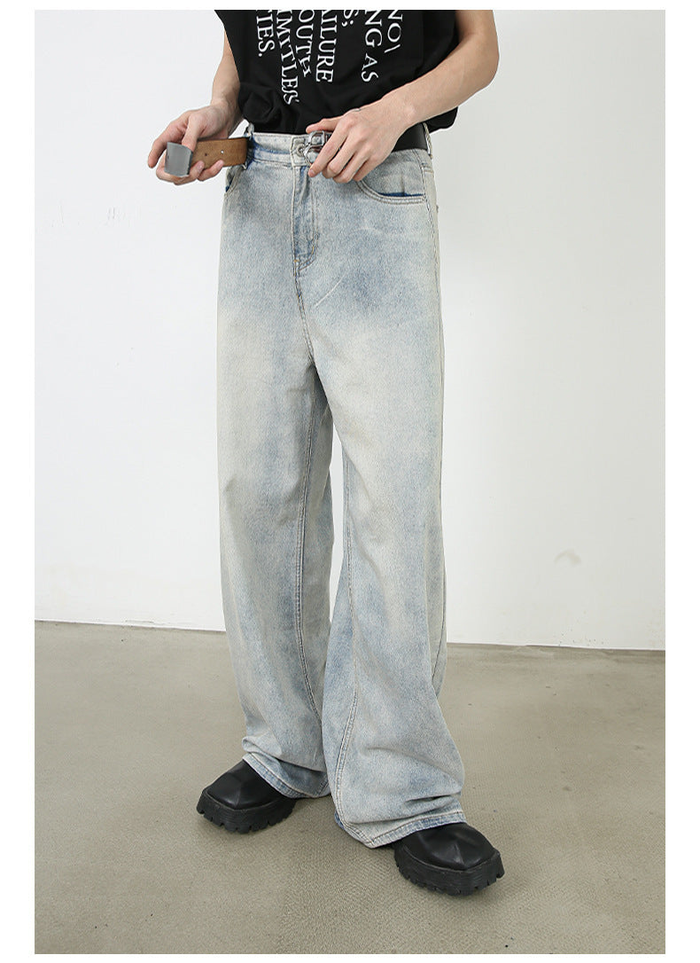 American Retro Washed Straight Jeans Men - Nyaabs