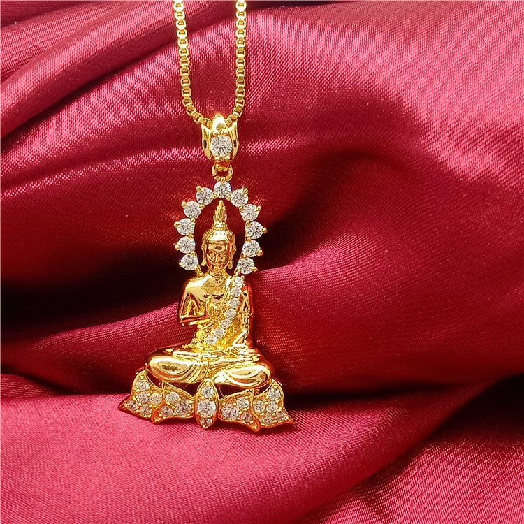 Golden buddha pendant necklace men and women - Nyaabs