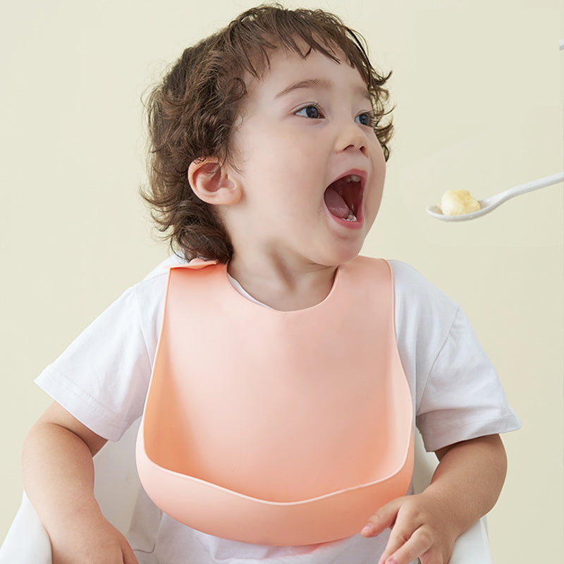 Soft Waterproof Silicone Baby Bib with Food Catcher, Baby Silicone Bib - Nyaabs