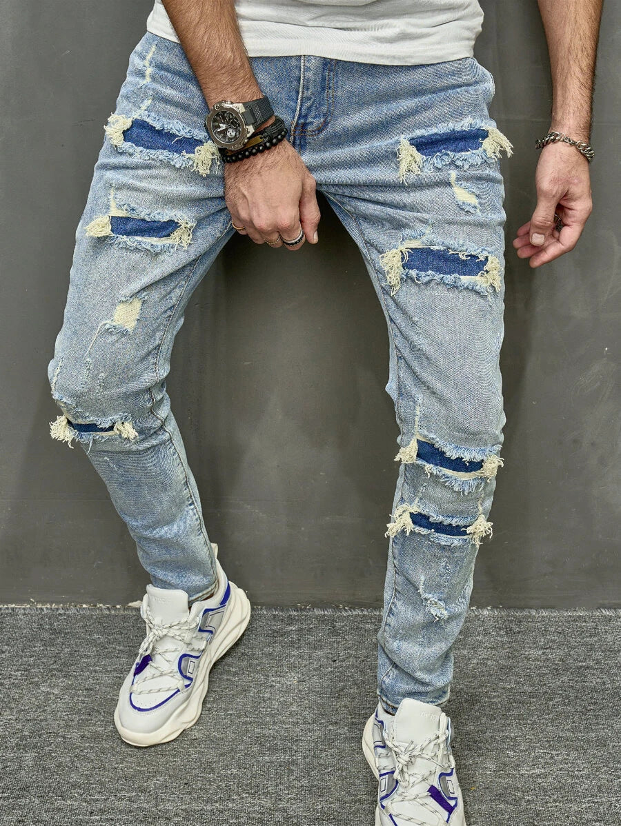 High Quality Men's Worn Skinny Stretch Jeans - Nyaabs