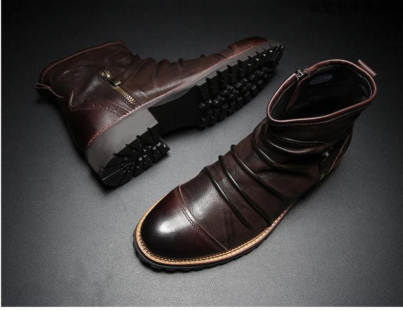 Leather shoes for men cowboy shoes  Martin boots - Nyaabs