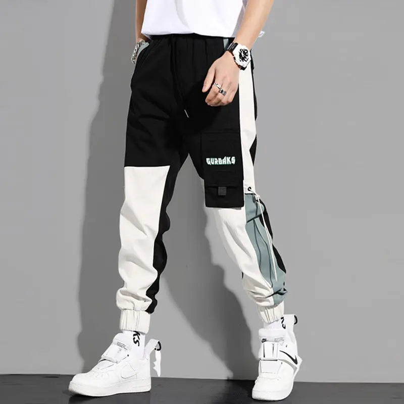 Men's Versatile Ankle-tied Stitching Drawstring Thin Casual Pants - Nyaabs