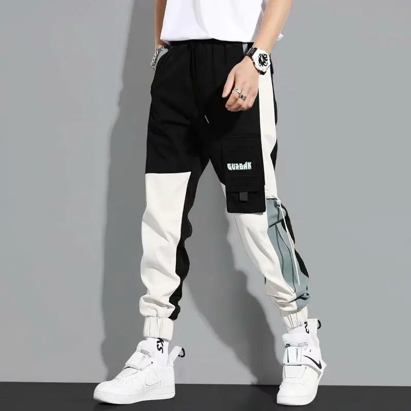 Men's Versatile Ankle-tied Stitching Drawstring Thin Casual Pants - Nyaabs