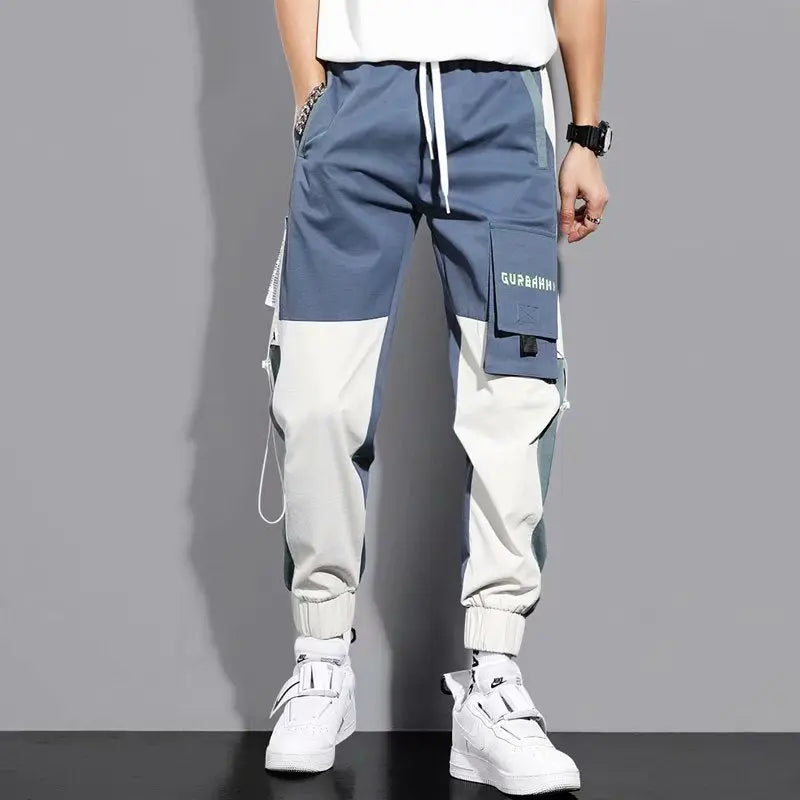 Men's Versatile Ankle-tied Stitching Drawstring Thin Casual Pants - Nyaabs