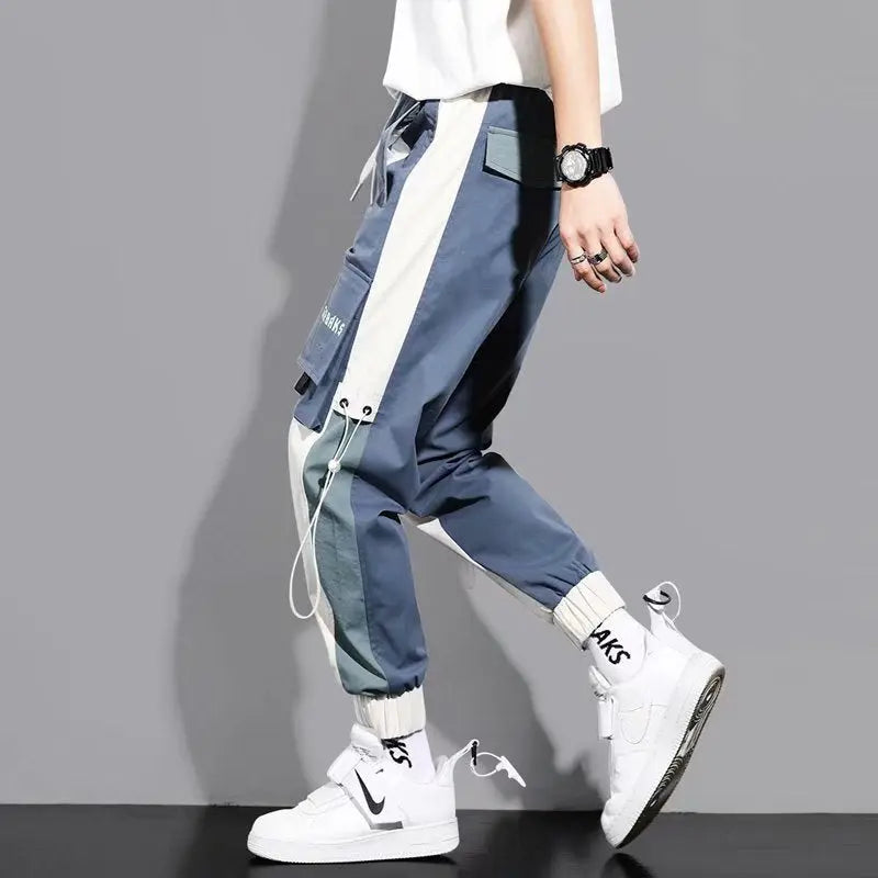 Men's Versatile Ankle-tied Stitching Drawstring Thin Casual Pants - Nyaabs