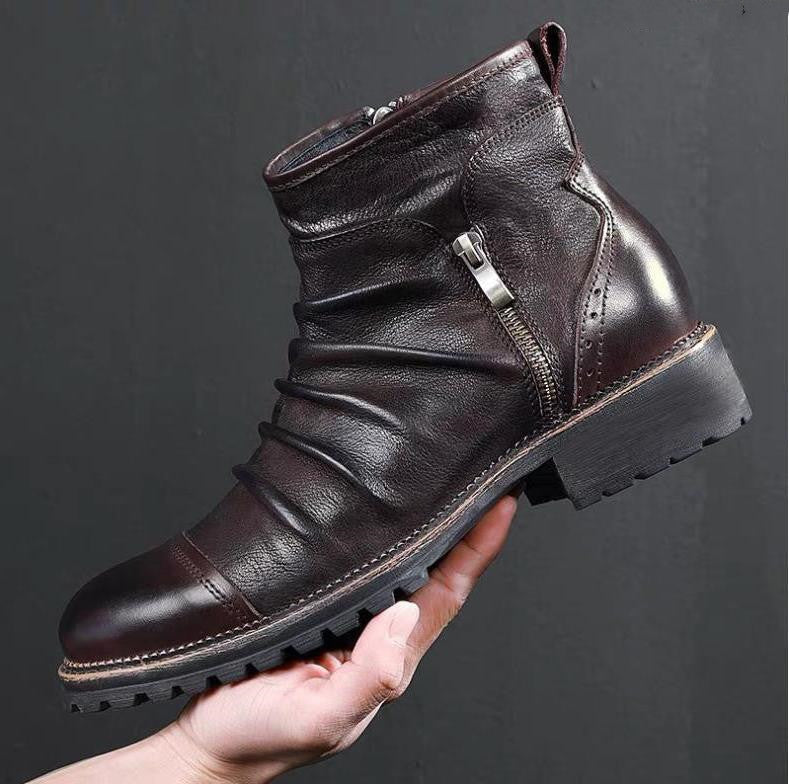 Leather shoes for men cowboy shoes  Martin boots - Nyaabs