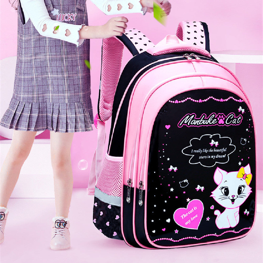 Kids School Cute Cat Print Backpack - Nyaabs