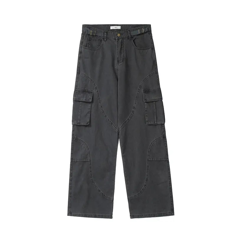 Autumn And Winter American Style Washed And Worn Loose Straight-leg Overalls - Nyaabs