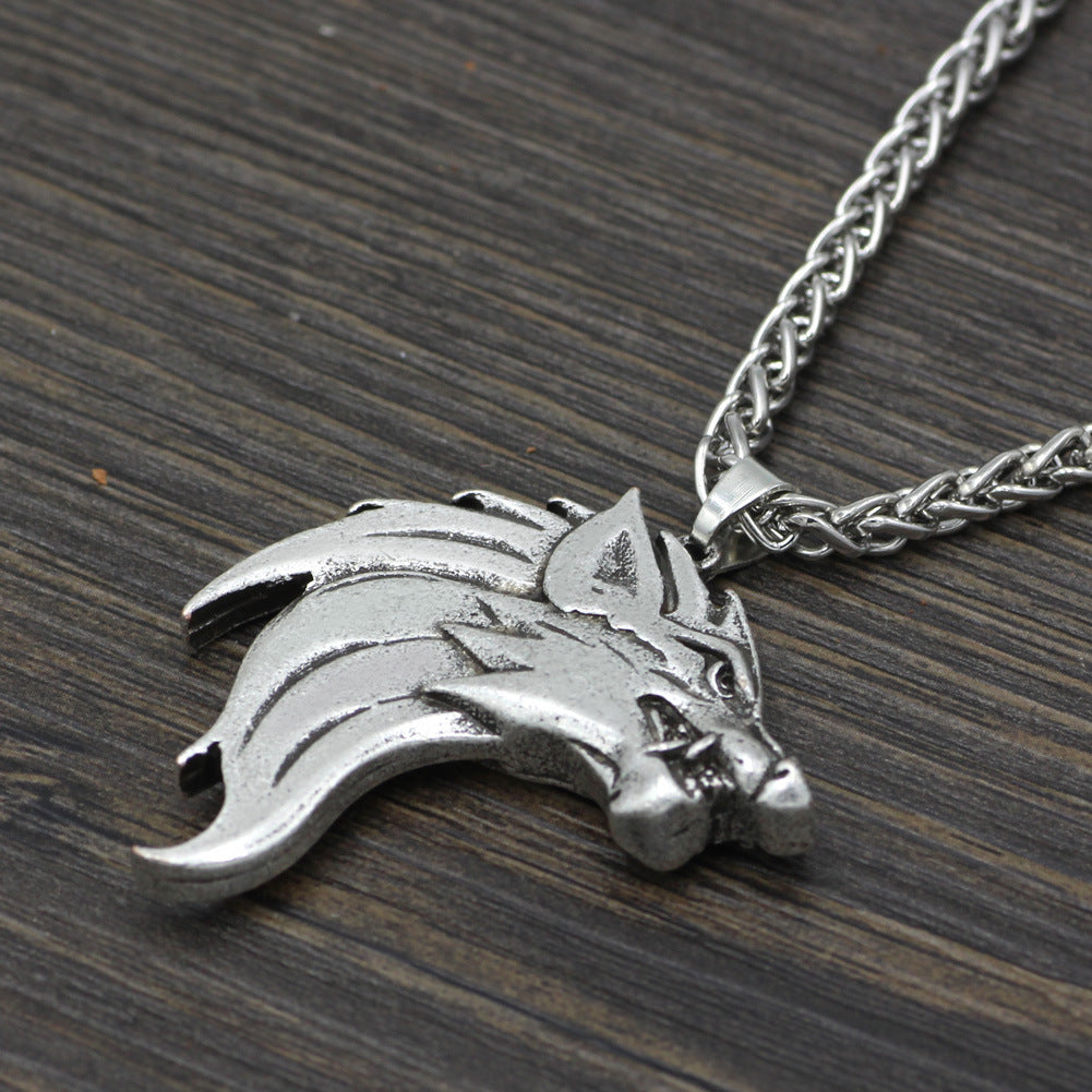 Wolf head pendant necklace men - Nyaabs