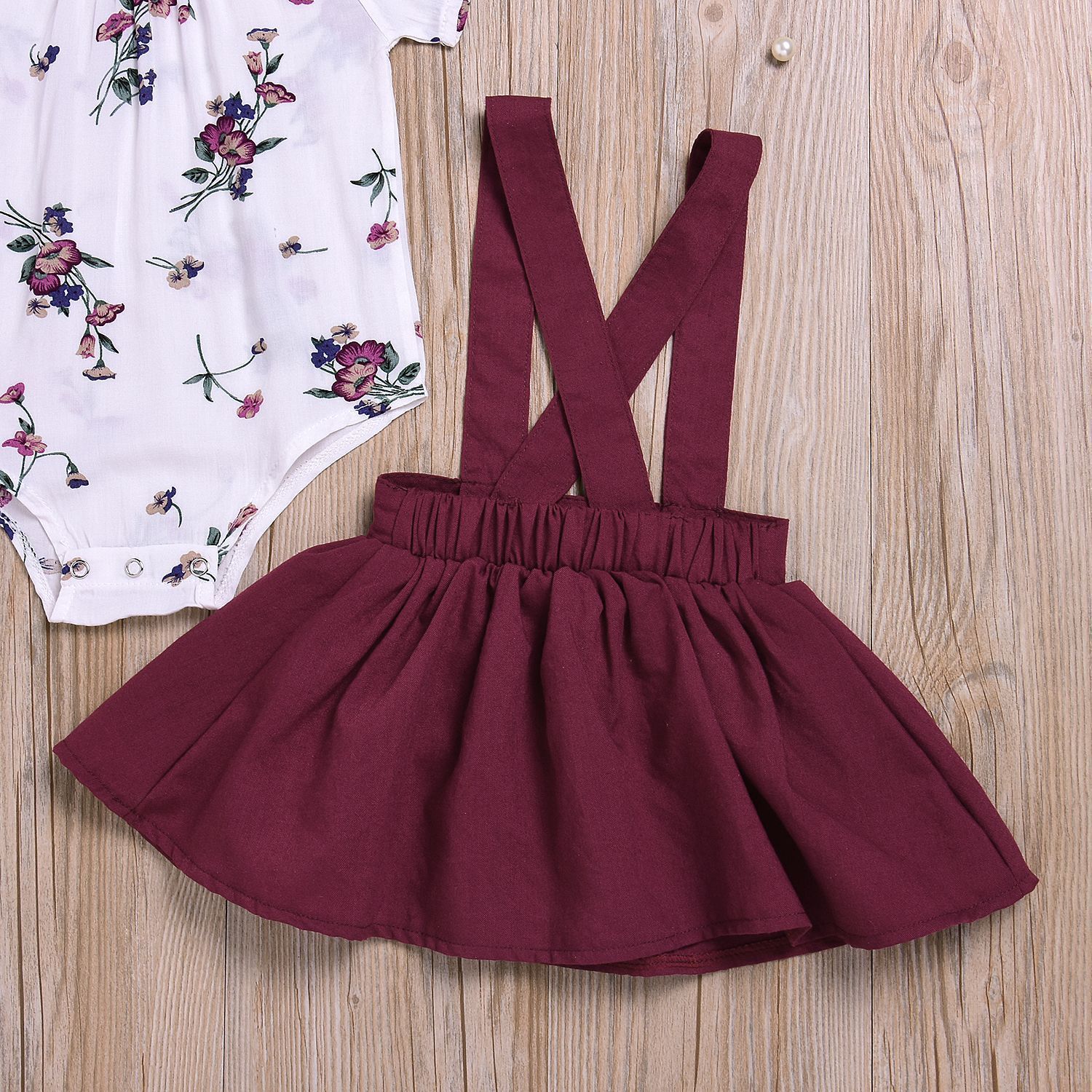 Patricia Floral Set  Toddler Kids Baby Girls Floral Romper Suspender Skirt Overalls 2PCS Outfits Baby Clothing - Nyaabs