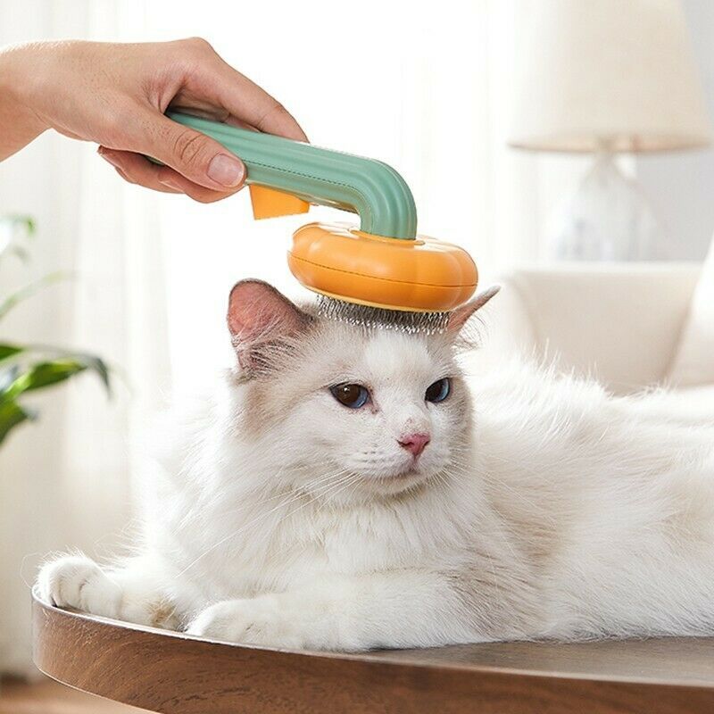 Pet Pumpkin Brush, Pet Grooming Self Cleaning Slicker Brush For Dogs Cats Puppy Rabbit, Cat Brush Grooming Gently Removes Loose Undercoat, Mats Tangled Hair Slicker Brush nyaabs.com