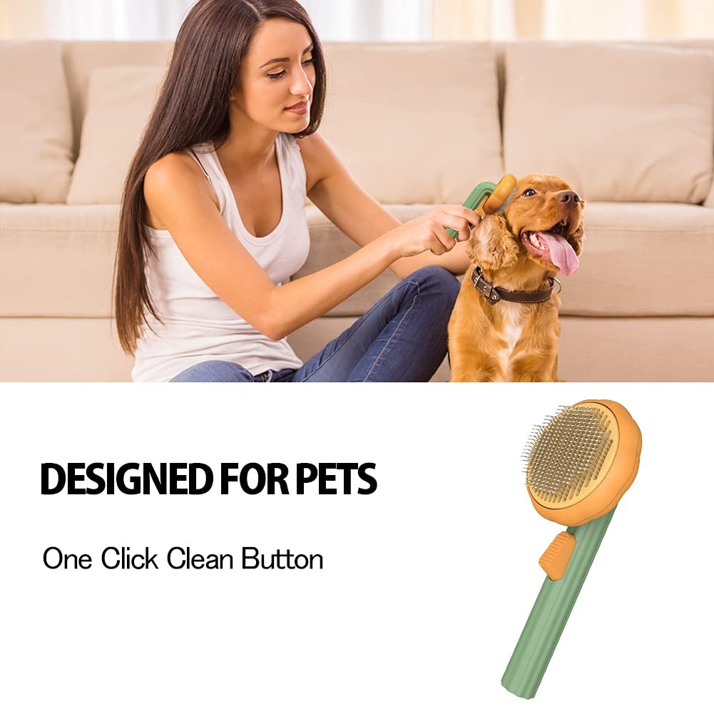 Pet Pumpkin Brush, Pet Grooming Self Cleaning Slicker Brush For Dogs Cats Puppy Rabbit, Cat Brush Grooming Gently Removes Loose Undercoat, Mats Tangled Hair Slicker Brush nyaabs.com