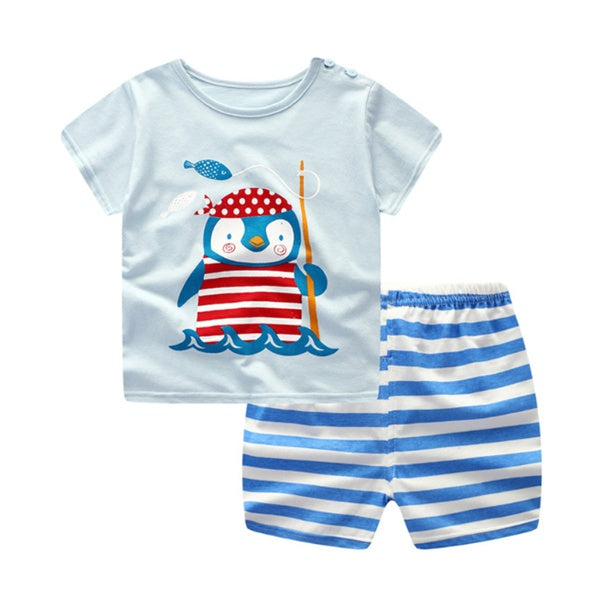 Cartoon Clothing Baby Boy Summer Clothes T-shirt Baby Girl Casual Clothing Sets - Nyaabs