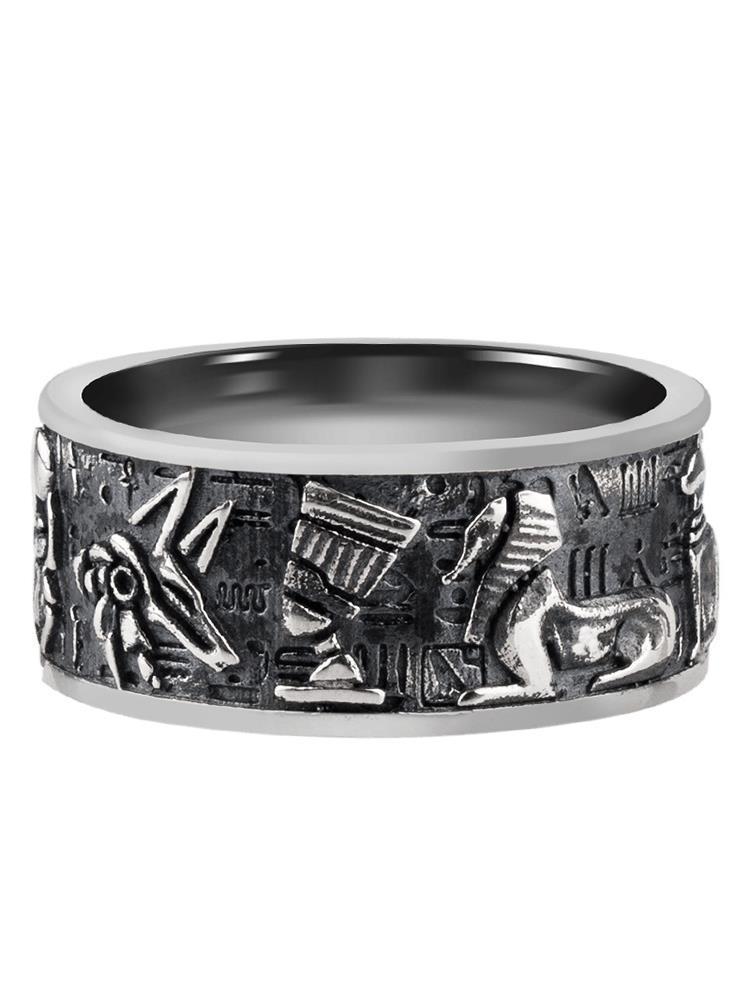 Argent Pur Retro Ring Trendy Men - Nyaabs