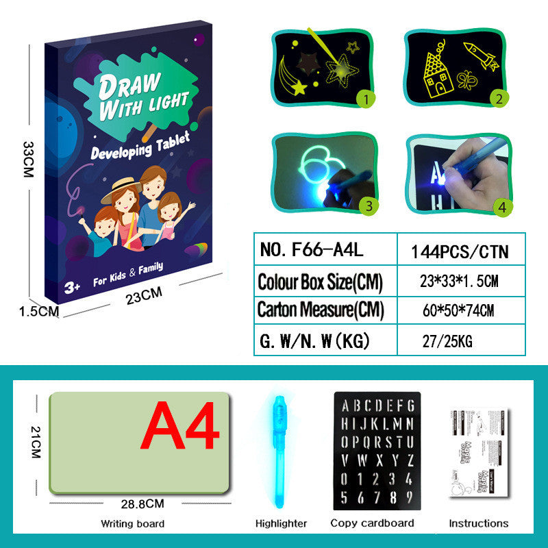 Educational Toy Drawing Pad 3D Magic 8 Light Effects Puzzle Board Sketchpad - Nyaabs