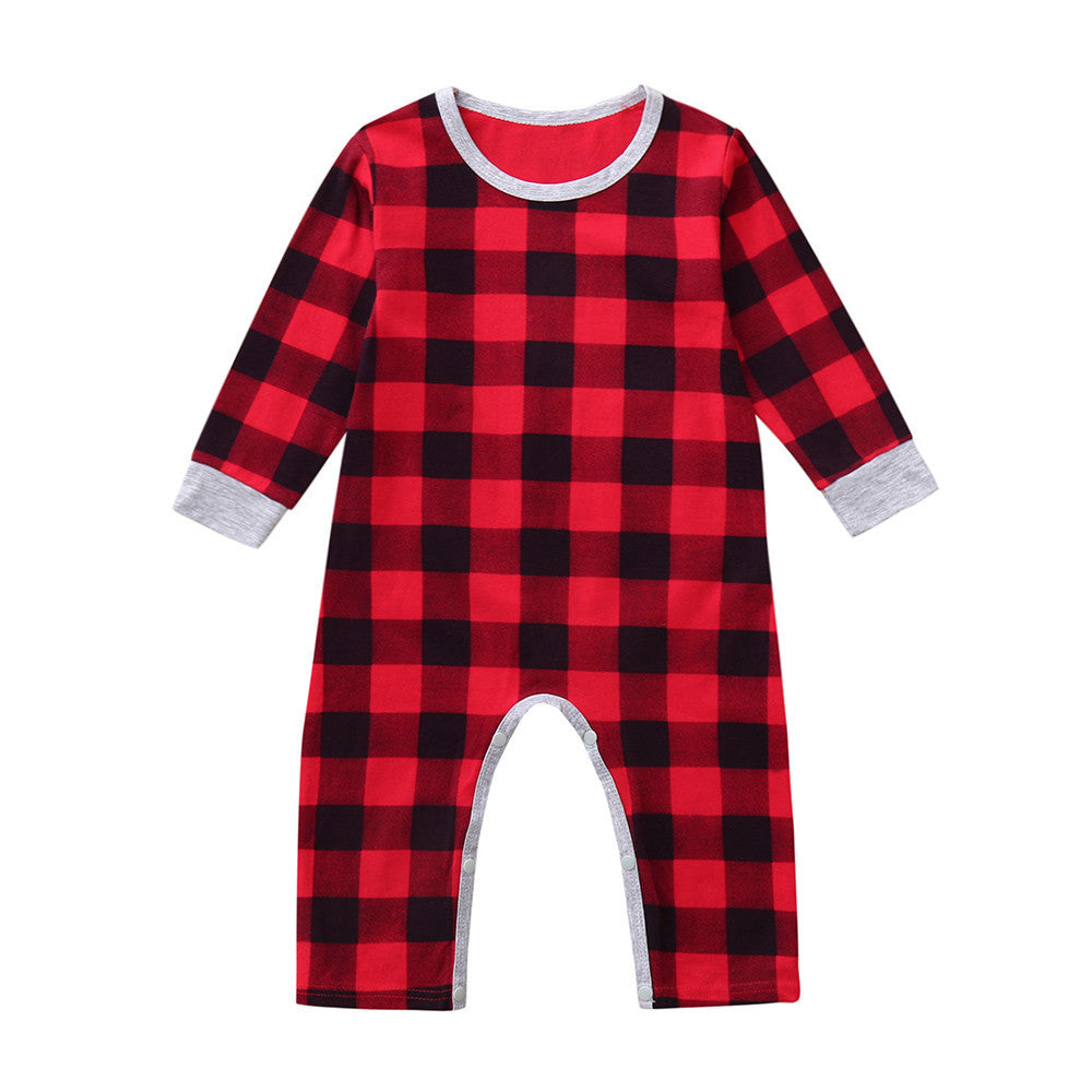 Infant Baby Boys Girls Christmas Santa XMAS Letter Plaid Romper Jumpsuit Outfits baby clothes winter clothe - Nyaabs