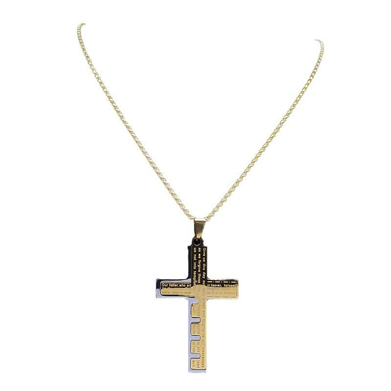 Stainless Steel Cross Shelf Necklace For Men - Nyaabs