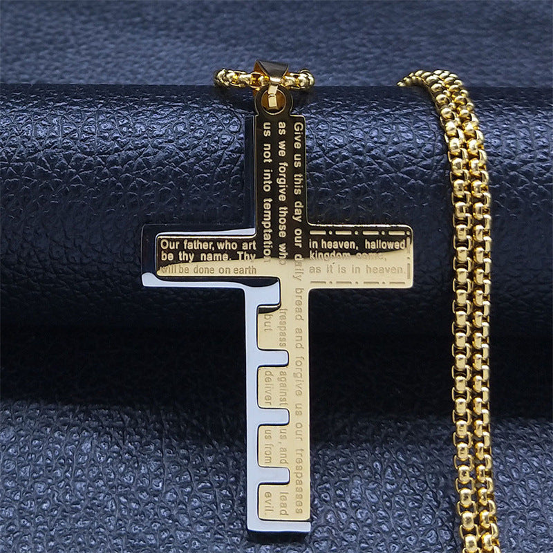 Stainless Steel Cross Shelf Necklace For Men - Nyaabs