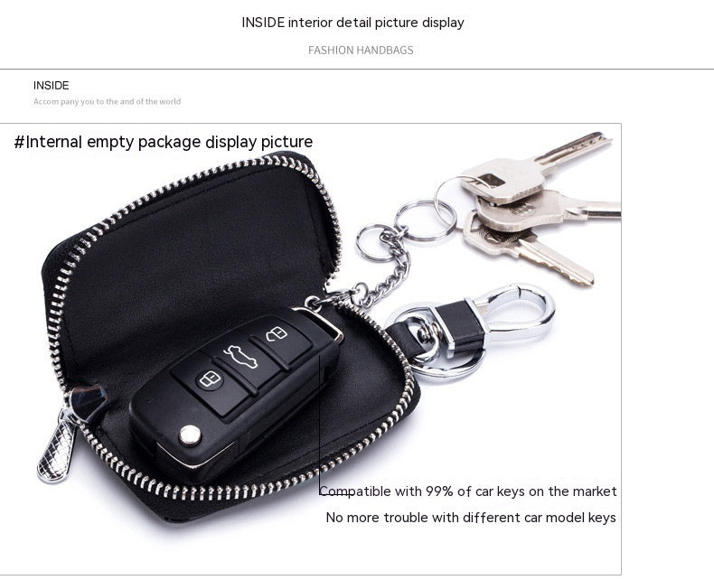 Leather Zipper Car Key Case - Nyaabs