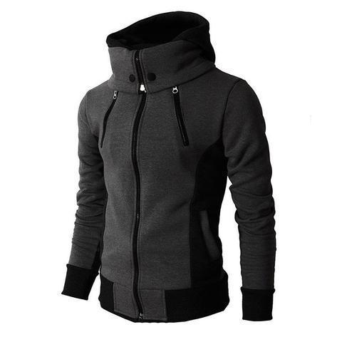 Men's Zip UP Hooded Jacket Fake Two Piece Sports Cardigan Casual Slim Sweatshirt Jacket - Nyaabs