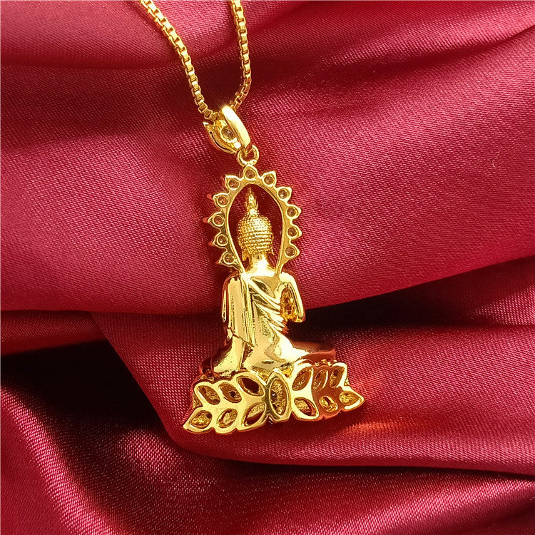 Golden buddha pendant necklace men and women - Nyaabs