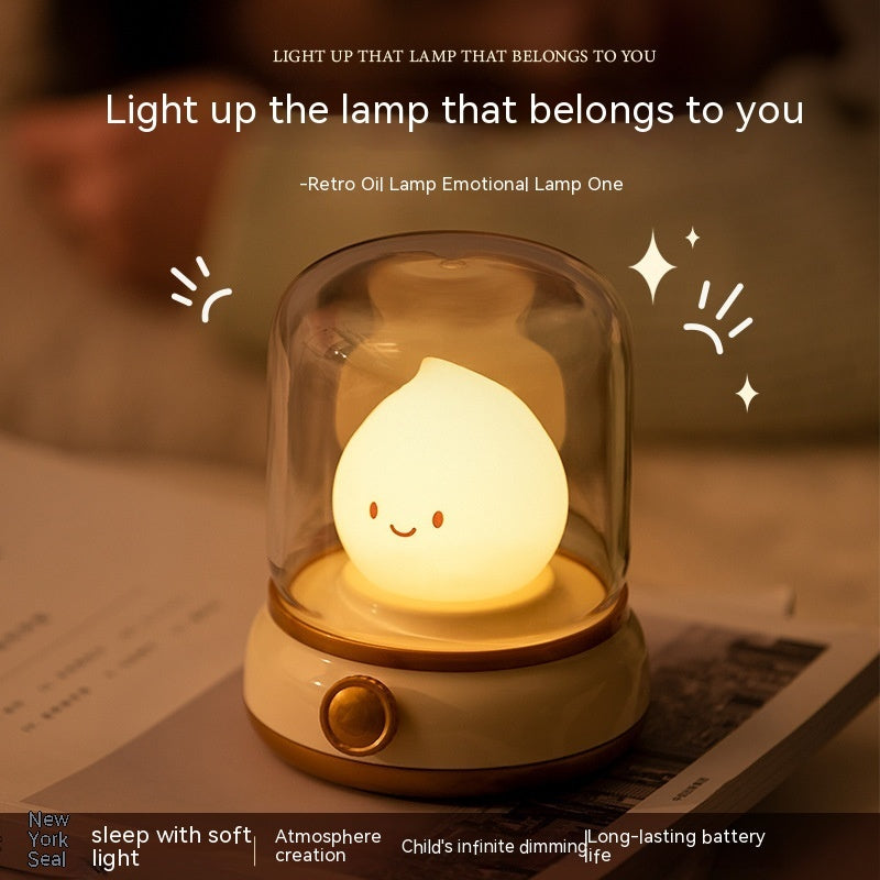 Retro Small Night Lamp Bedroom Mini Desktop LED Cute Night Lamp Creative USB Rechargeable Portable Cartoon Table Lamp For Coffee Bar Hotel Bedroom Home Decor - Nyaabs