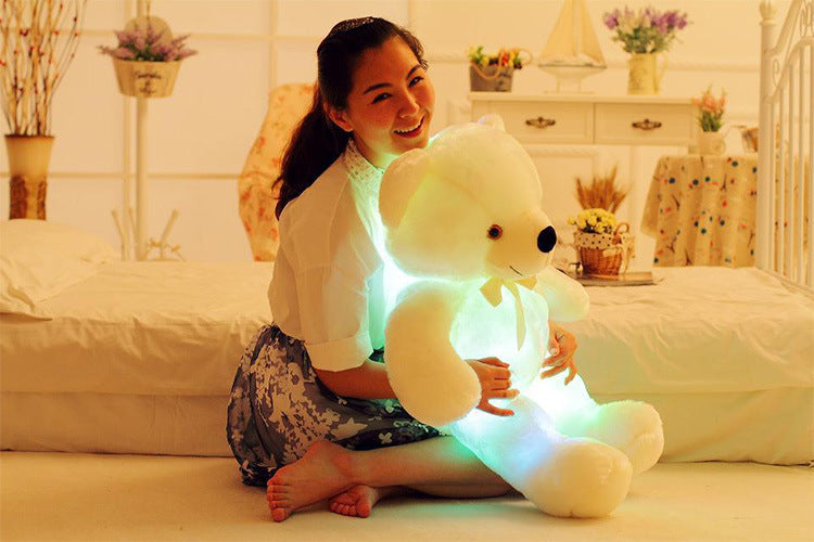 Creative Light Up LED Teddy Bear Stuffed Animals Plush Toy Colorful Glowing Christmas Gift For Kids Pillow - Nyaabs