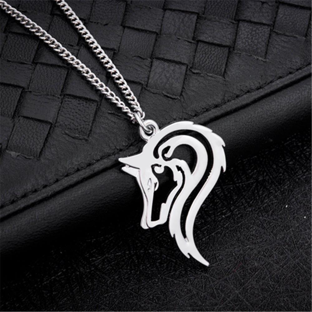 Wolf head necklace pendant men - Nyaabs