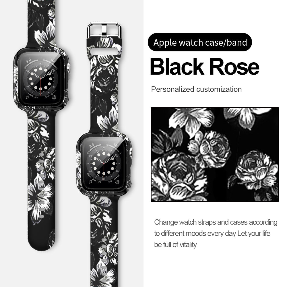 Suitable For Apple Watch Silicone Strap And Case Integrated With Pattern Printing - Nyaabs