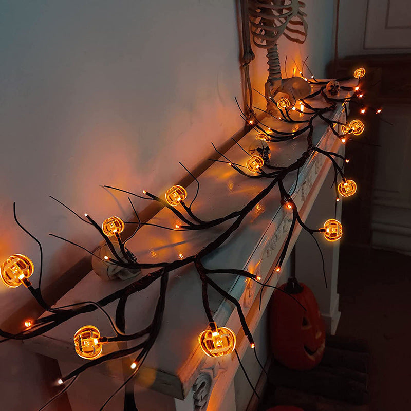 Halloween LED Willow Vine String Light Cool Cartoon Bat Pumpkin Decoration For Indoor Outdoor Party House Decor - Nyaabs